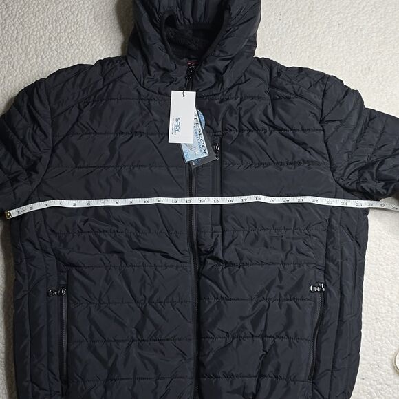 NWT Spire by Galaxy Men's Black Fleece Lined Hooded Puffer Coat Jacket Sz L - Picture 3 of 9